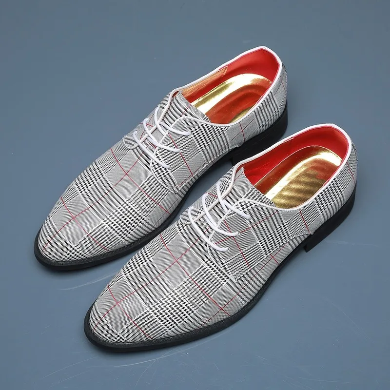 Men Classic Business Shoes Pointed Toe Lace-Up Formal Wedding Shoes Canvas Male Footwear Plus Size 38-48 mens leather dress shoes