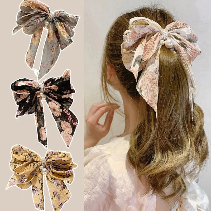 Big Bow Sweet Fabric Floral Hair Clip Korean Version of The Back of The Head Duckbill Clip hair clip