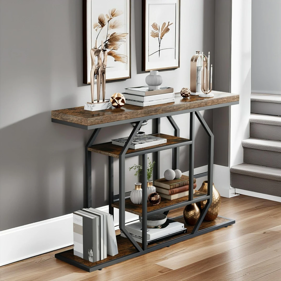 4-Tier Industrial Console Table 2