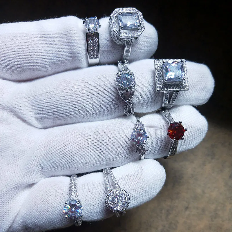 

20pcsTrendy Elegant Zircon Rings For Women White CZ Crystal Engagement Design Hot Sale Zircon Rings Female Wedding Jewelry