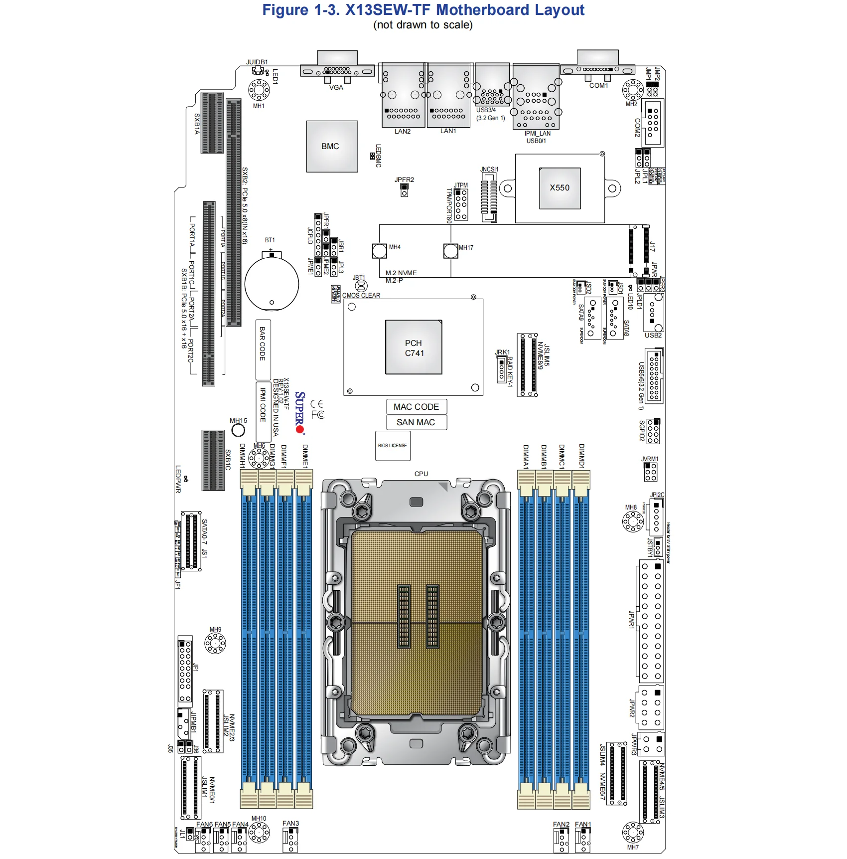Supermicro X13SEW-TF Motherboard Proprietary WIO Single Socket LGA-4677(Socket E)Intel Xeon Scalable Processors 5/4th Generation
