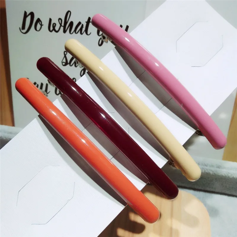 Korean Style Women Extra Big Size Shiny Acrylic Plain Hair Barrettes