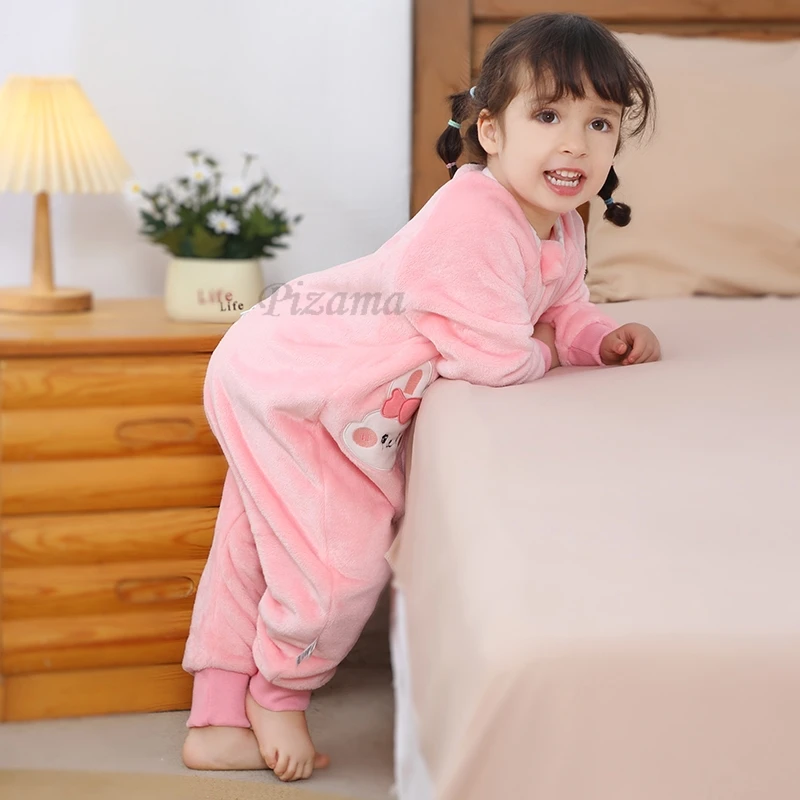 Children's Jumpsuits Bunny Rabbit Animal Cartoon Pajamas Kids Overalls Blanket Sleepers Kigurumi Pijamas for Kids