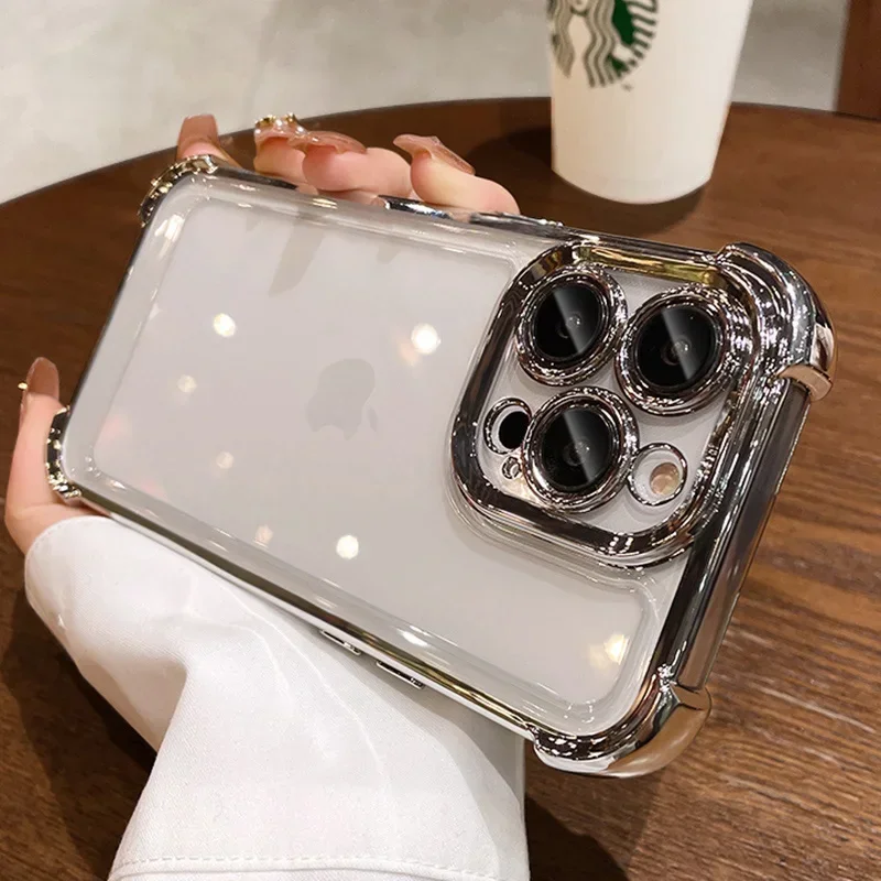 Sophisticated Titanium Gray Plating Airbag Shockproof Soft TPU Case Cover