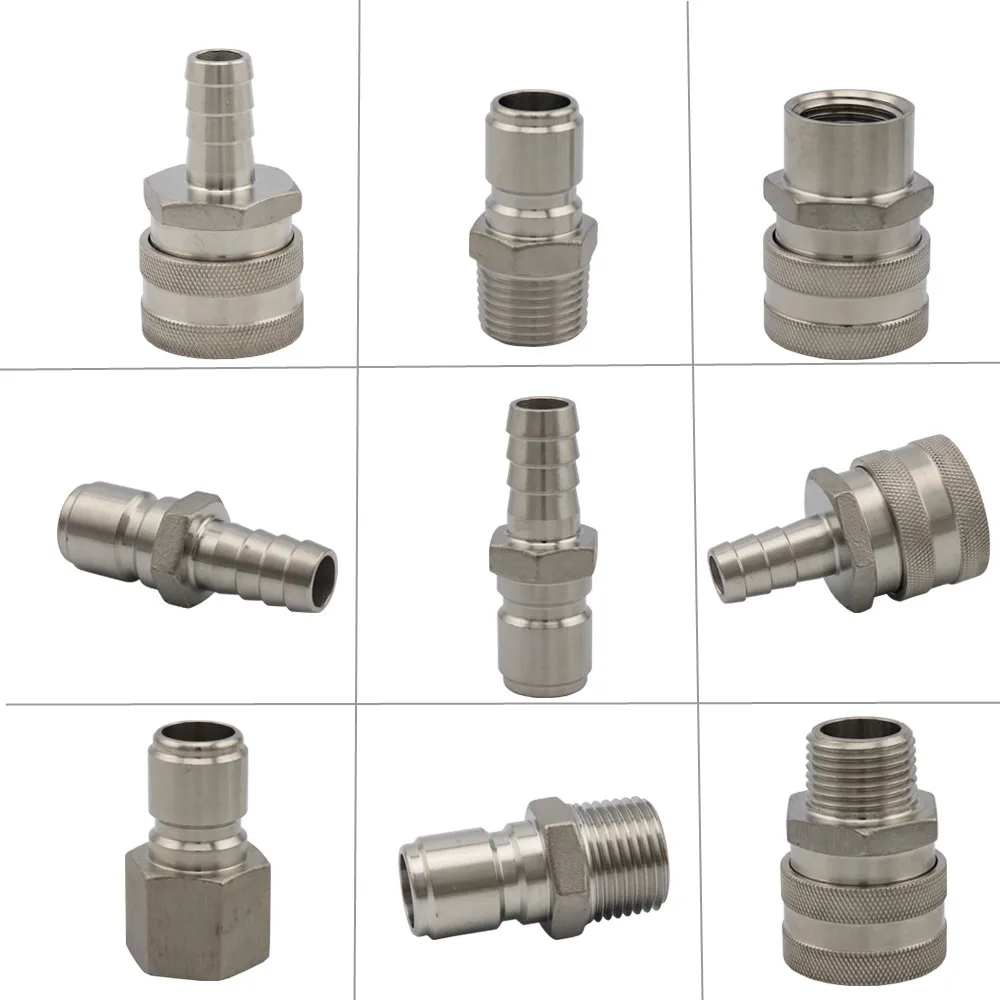 Stainless Steel Homebrew Beer Quick Disconnect Set 1/2" Barb 1/2" NPT