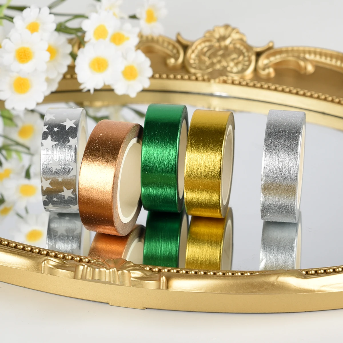 Japanese Kawaii DIY Scrapbooking Tools Gold Foil Washi Tape Gold/Silver/Copper/Star/Green Color Masking Tape 15mm*10m