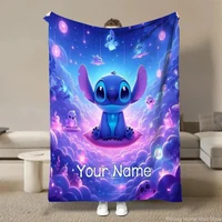 Personalized Custom Name Blanket Disney Stitch Printed Blanket for Sofa Bed Cover Blanket Suitable for Birthday Child Adult Gift 2