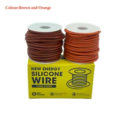 Premium Heat Resistant Silicone Wire - Ultra - Flexible Stranded Tinned Copper Cable (Super Soft, Various Gauges) - 18 AWG - 20m x 2 (Brown and Orange)