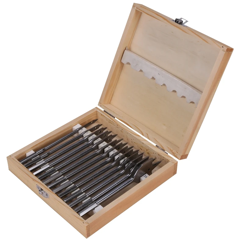 

New 13Pcs Flat Spade Drill Bits Set Metal Bit Kit Hex Shank Woodworking Tool Accessories