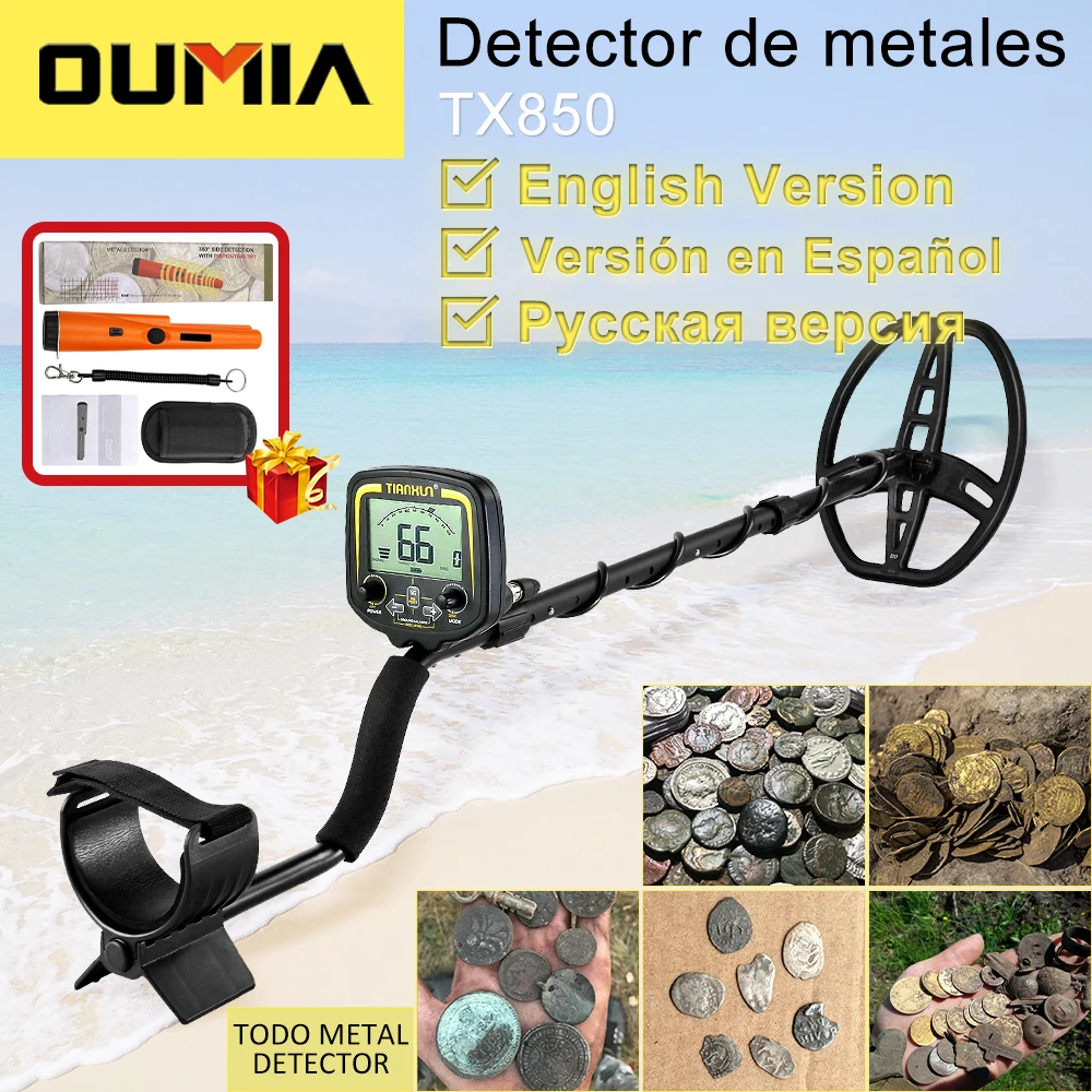 Metal Detector TX 850 Gold Metal Detector High Performance Underground Metal Detector Finder Treasure Hunter Gold