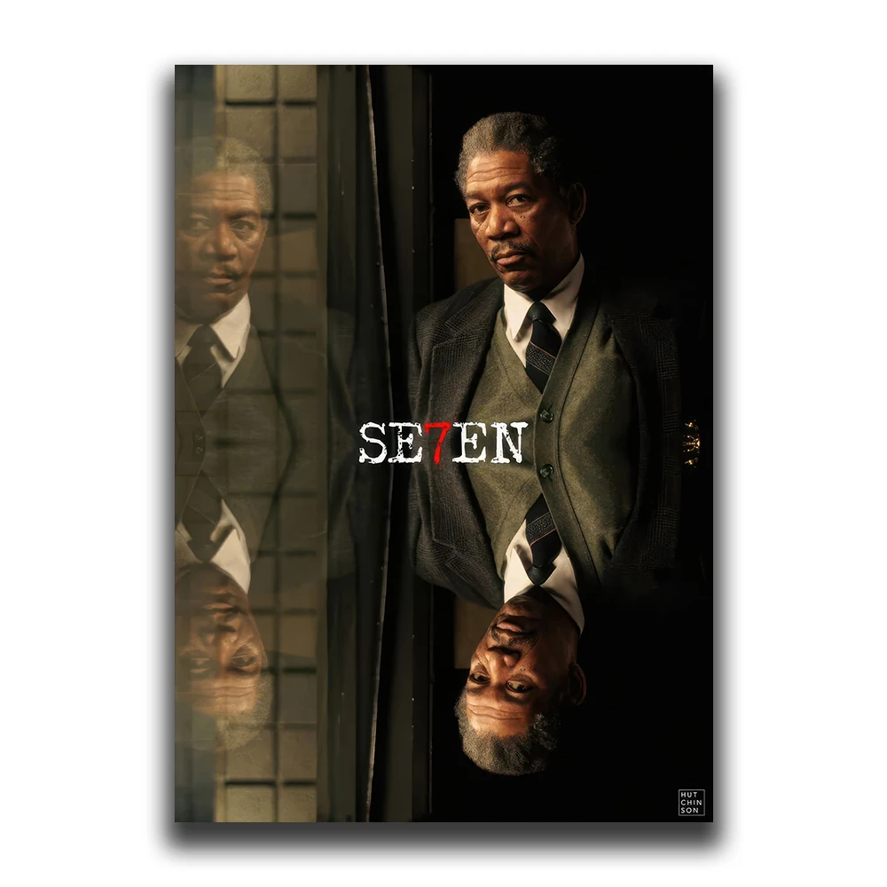 Vintage Black Cinema Art: Se7en Film Canvas Wall Mural