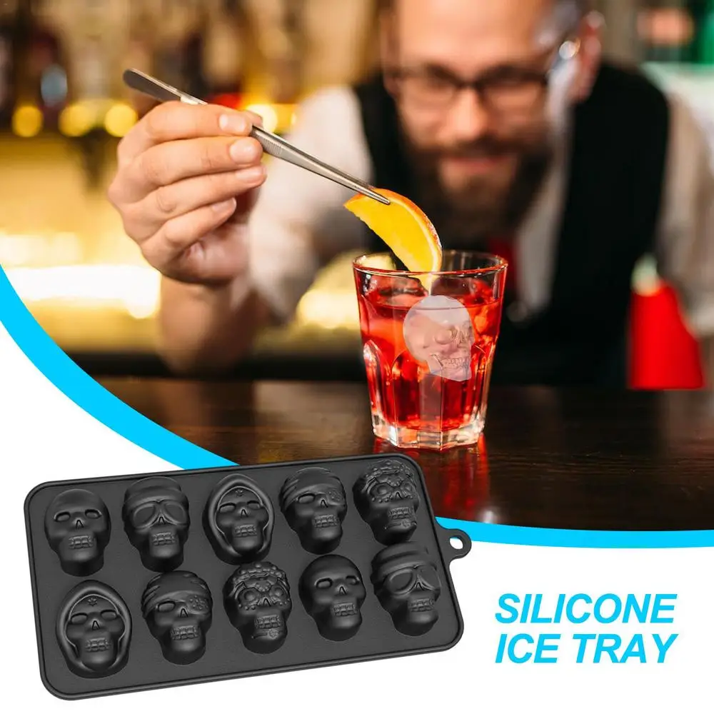 Description Picture 4 of itemSilicone Ice Cube Tray Halloween Decor Skull Ice Mold Funnel Matching Multi-Purpose Ice Making Tool For Chocolate Ice Cream And