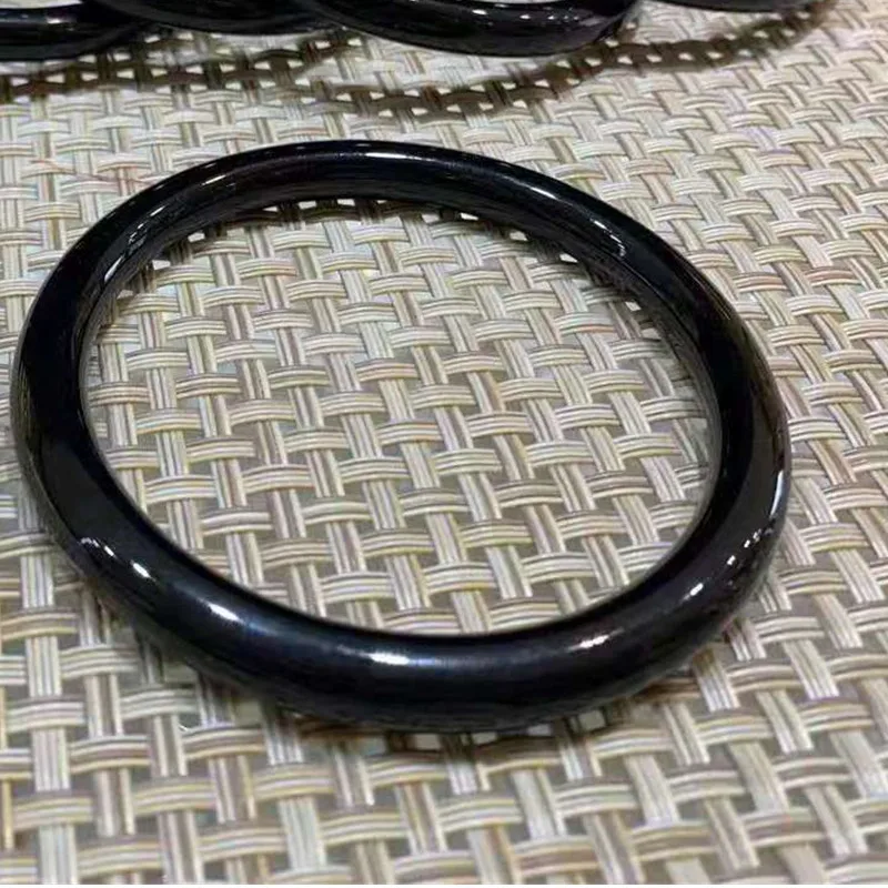 

Natural Hot Sale High Quality Black Chalcedony Bangle Bracelets Jade Jewelry Fashion Accessories