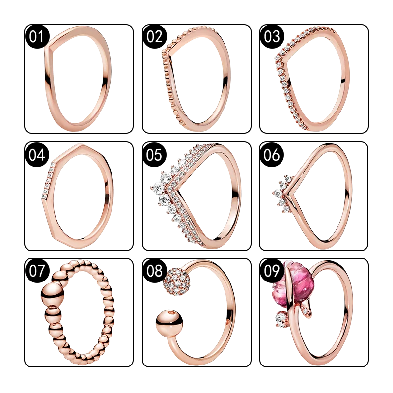 Rose Gold Bridal Sets Wedding Bands Couple Rings For Women Princess Tiara Wishbone String Of Bead Murano Glass Leaf Fine Jewelry