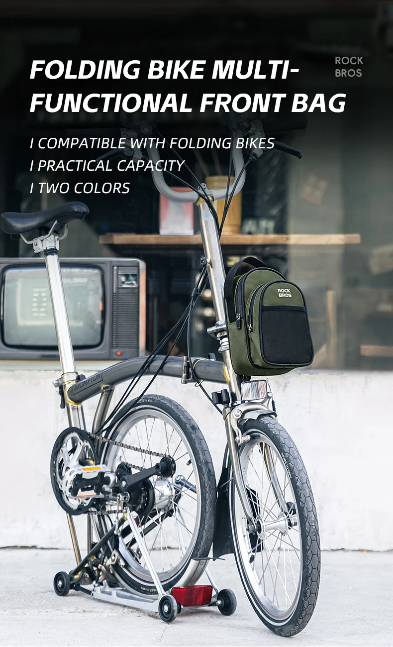 ROCKBROS Faltrad-Aufbewahrungstasche für Brompton-Fronttasche, Kameratasche, tragbar, 1,8 l, Mini-Fahrradtasche mit Schnellverschluss – Detail 1