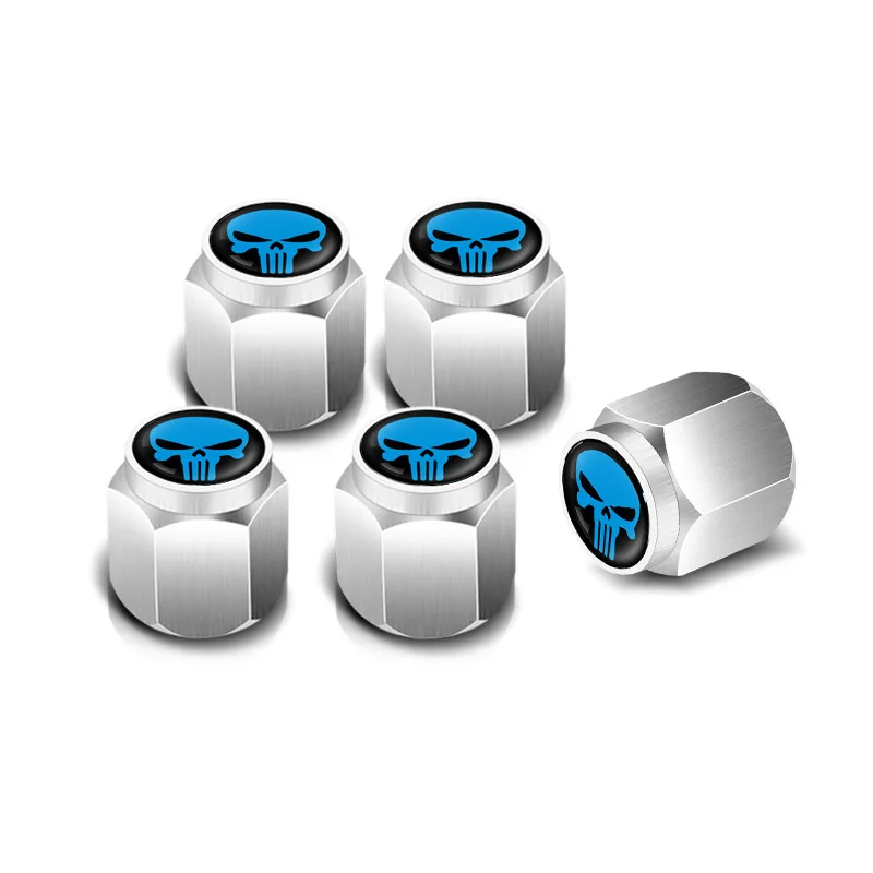 

4pcs Skull Pattern Tire Valve Caps Decor Car Motorcycle Bike Aluminum Alloy Dustproof Cover Wheel Tyre Stem Valve Cap