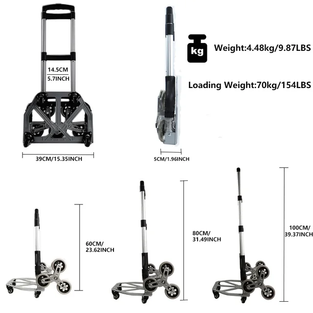 Kosár Kocsi 트롤리 Összehajtogató 75 Kg All Terrain Lépcső Mászó Kéz Teherautóval Bungee Cord Hordozható - Image 3