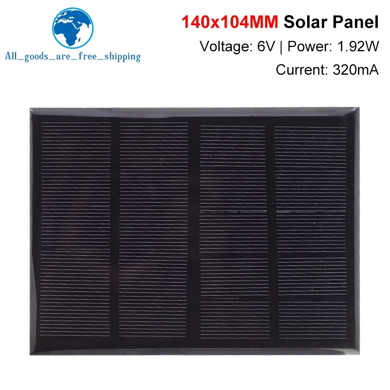 Tzt 6V 320Ma 1.92W Pannello Solare Policristallino 140*104Mm Mini Sunpower Sistema Solare Fai Da Te Per Batteria Caricatore Del Telefono Cellulare