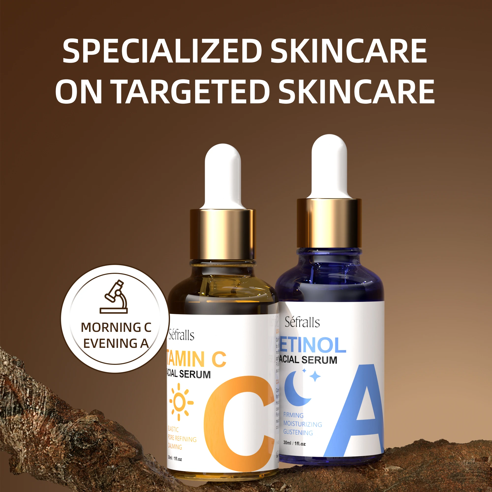 Séfralls RETINOL & VITAMIN C Serum 2PCS Set Comfortable Mild Texture Suitable for Different Skin Types Morning VC Night VA 4