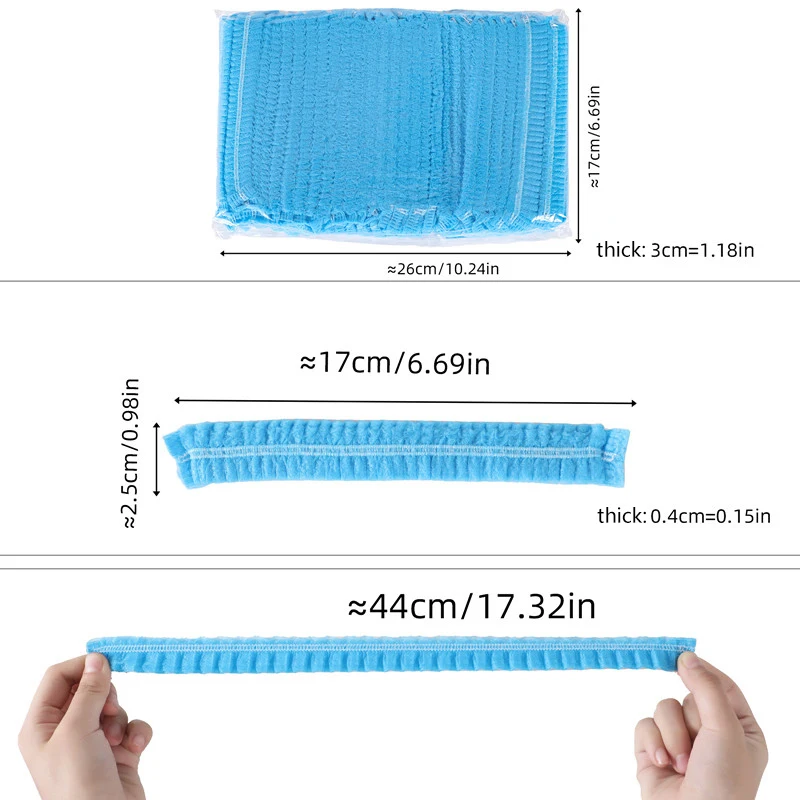 100 PCS Hair Caps 21 Inch Disposable Non-woven Bouffant Hair Net Caps Elastic Head Cover Cap For Beauty Kitchen Food Salon Bath 6