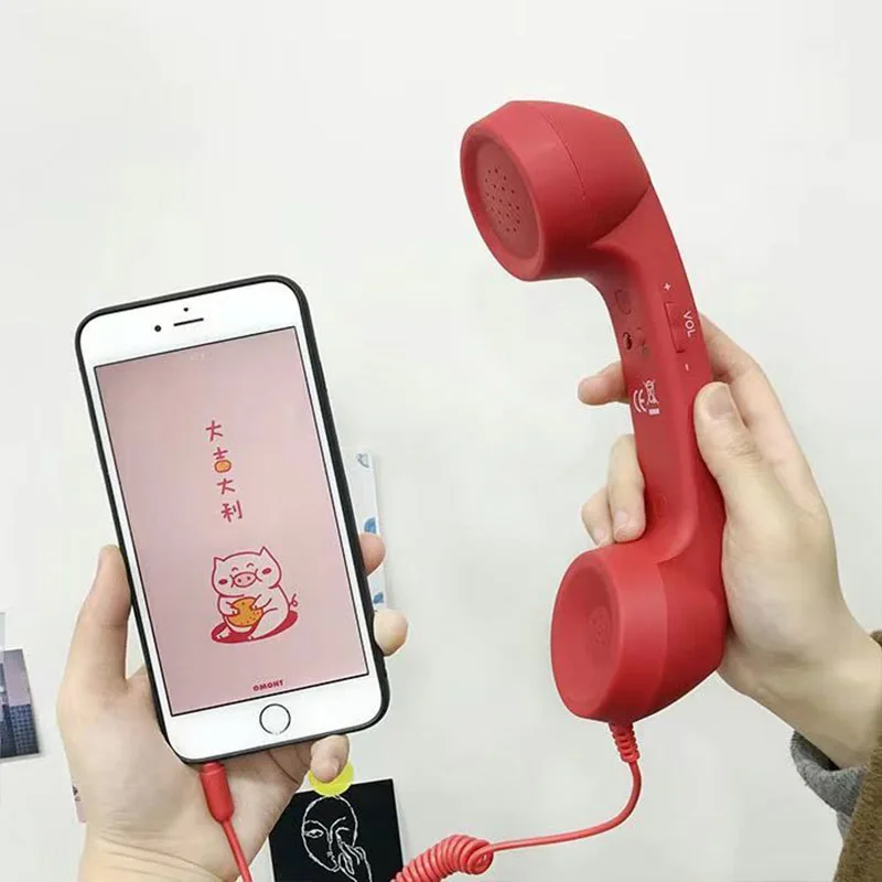 Retro Phone Handset, Radiation Proof Cell Phone Receiver, Handheld Receiver, Clear Sound Mobile Phone Telephone Handset, Classic Mobile Phone Handset For Phone (Red
