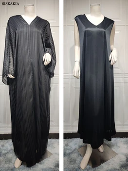 Abaya For Muslim Women New Kaftan Dubai Luxury Shiny Fabric Batwing Sleeve Evening Dress Modest