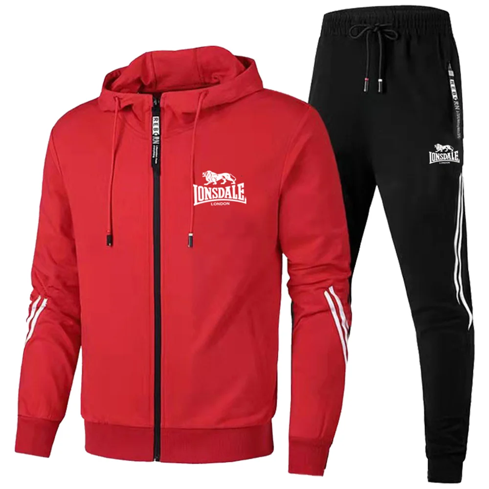 2024 New Leisure Outdoor Sports Set Lonsdale Logo Travel Fitness Running Morning Casual Men's Two Piece 3