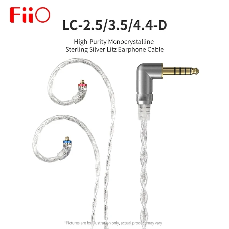 Cavo Auricolare Litz In Argento Sterling Monocristallino Ad Alta Purezza Fiio Lc-2.5D Lc-3.5D Lc-4.4D Per F9 Pro Fh1 M11 Lc 3.5D