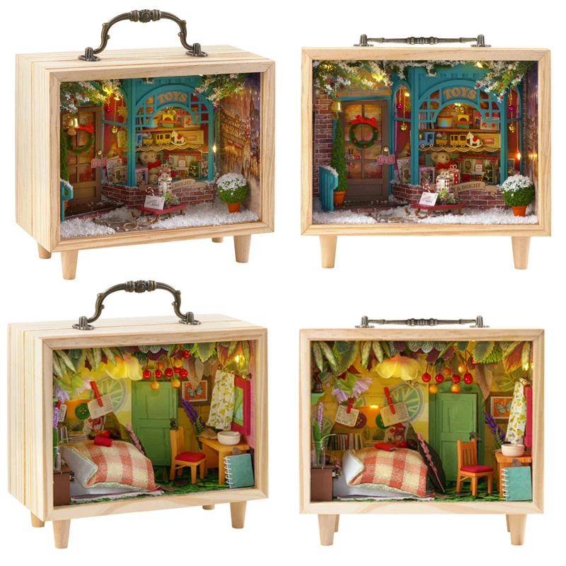 

New DIY Dollhouse Wooden Miniature Building Kits with Furniture Toy Store Casa Girl Dream Doll Houses for Children Birthday Gift