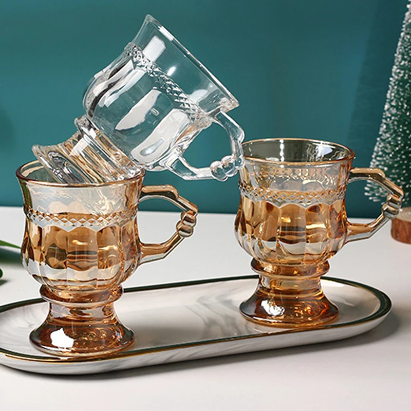 1PC Retro Heat Resistant Thick Cute Tea Cup Milk Glass Cup European