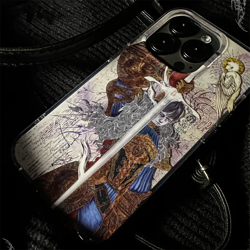 Vintage Angelic Cross Phone Case – Y2K European Knight Design