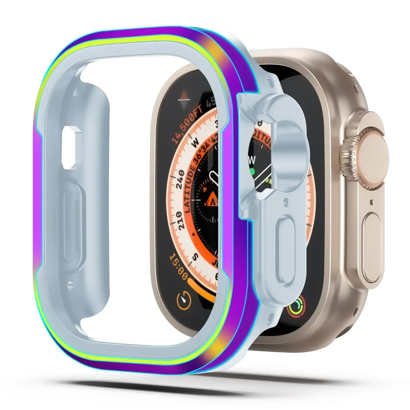 Premium Aluminum Alloy Apple Watch Case with Metal Frame & TPU Bumper Cover