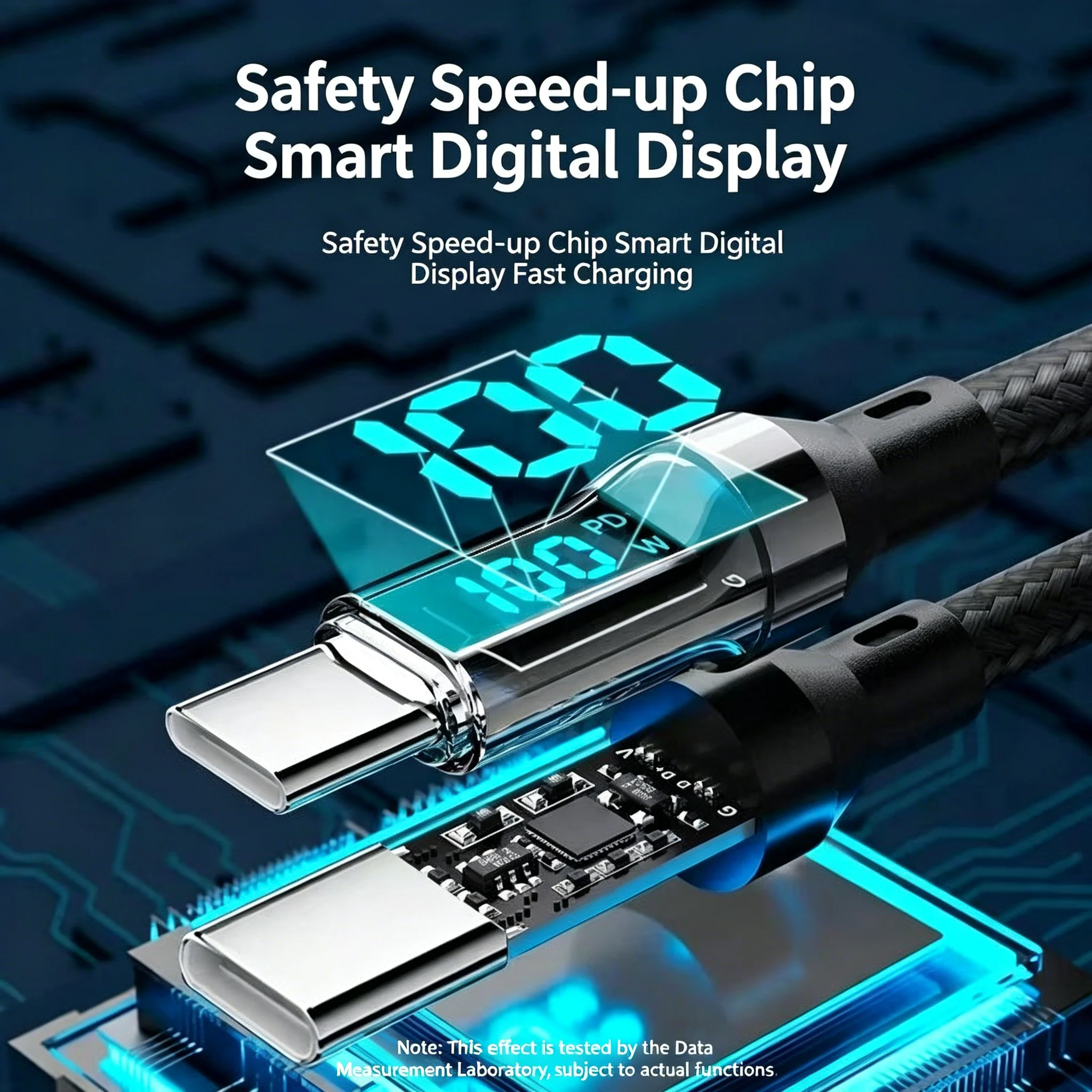 120W Type-C-USB/Type-C 케이블, LED 디지털 디스플레이가 있는 초고속 충전 휴대폰 케이블, USB-Type-C 충전 및 데이터 전송