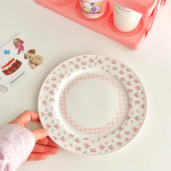 Pink Floral Ceramic Dinner Plate 1