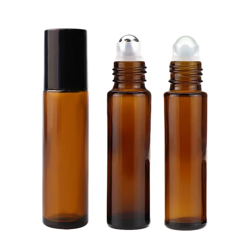 

3Pcs 10ml Amber Glass Perfume Bottle Essential Oil Roll on Bottles Sample Test Glass Vials Refillable Bottle Travel Essentials