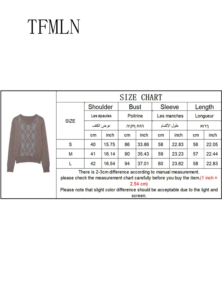 Simple Women Diamond Patterned Knitted Sweaters 2025 Autumn Causal V-neck Long Sleeve Soft Pullover Tops Vintage Street Knitwear