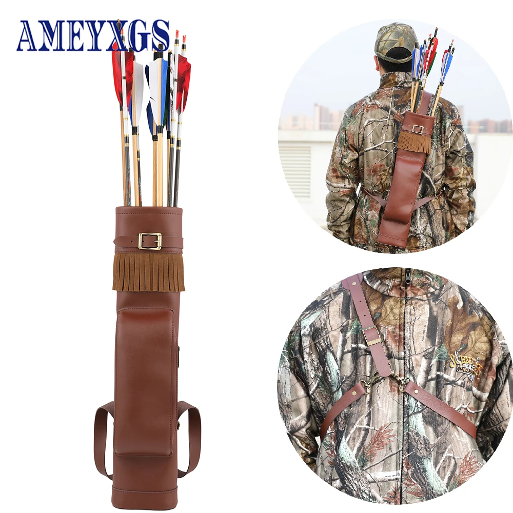 New Arrow Quiver Holder Cowhide Arrow Bag Portable Waist Hanging Bow Storage Pouch for Outdoor Hunting Shooting Accessories american casual mens cowhide jacket overcoats outdoor winter warm brand mens derma trench coat windbreaker genuine leather 2023