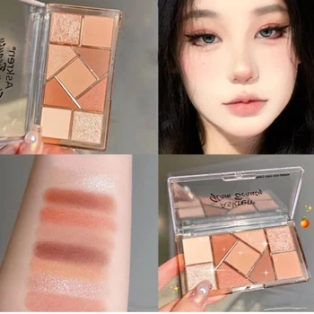 Transparent Acrylic Eyeshadow Palette 9 Color Eye Shadow Plate with Long Lasting Glitter Highlighters Makeup Tool for Eye Makeup