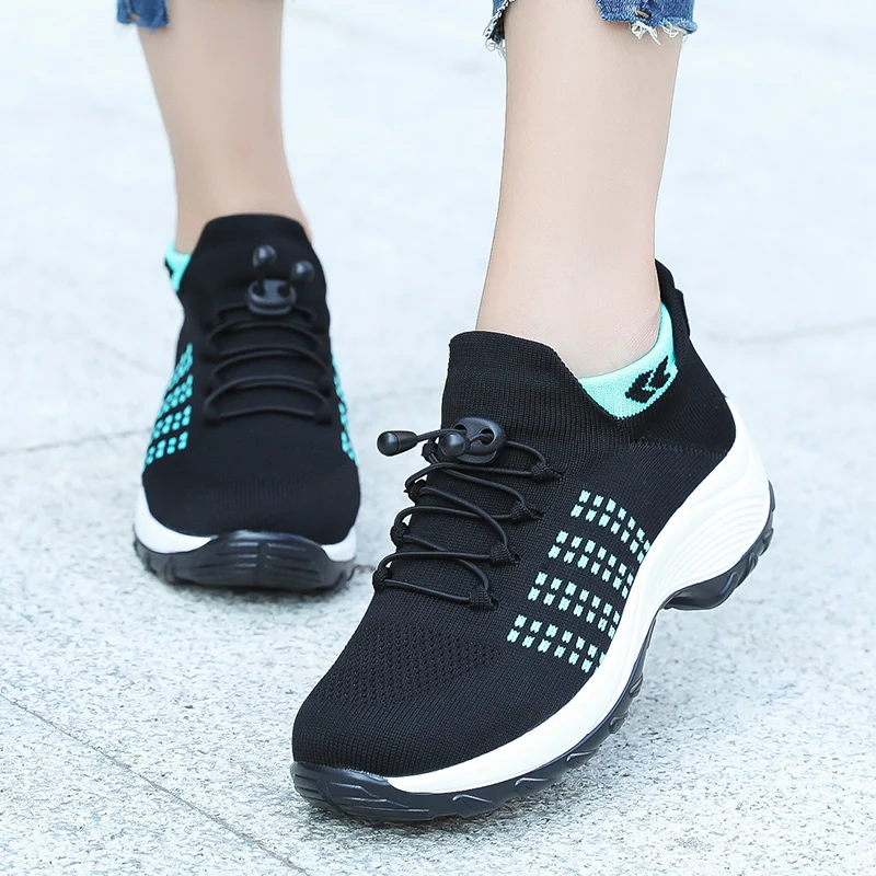 35-42 Platform Women's Running Shoes Breathable Women Sneakers Outdoor Female Casual Shoes Elastic Band Vulcanized