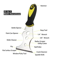 LiTuiLi 15 in 1 Multi Use Putty Knife Stainless Steel Paint Scraper Removal Construction Tool for Wallpaper Can Opener Home DIY 1