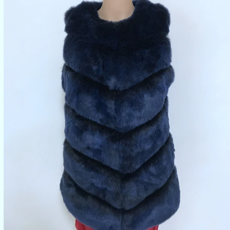 long black puffer coat Spring Autumn Winter Women 90cm Long Fashion Style Faux Fox Fur Vest Popular Jacket Models black puffer coat womens Coats & Jackets