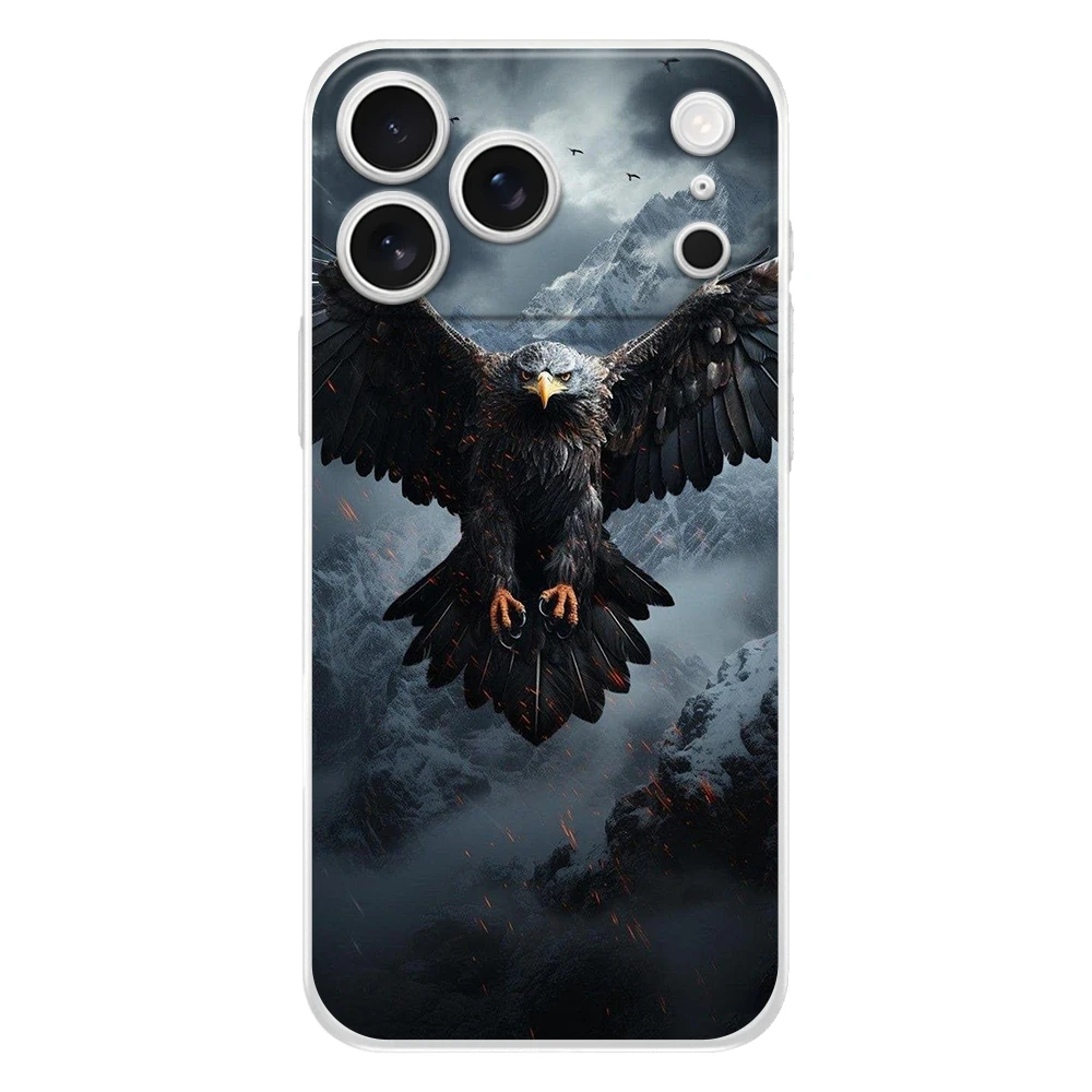 Clear Soft Case with Black Eagle Design and Fullback Protection