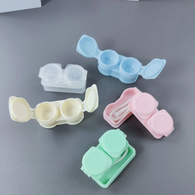 Contact Lenses Tools Color Contact Lens Case Take Traveling Ladies Portable Solid Color Lens Case Eye Care Kit Eye Holder Container Gift