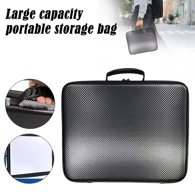 A85Q-For Starlink MINI Storage Bag Carbon Fiber PU Fabric Storage Bag Large Capacity Anti Drop Waterproof Handheld Bag 4