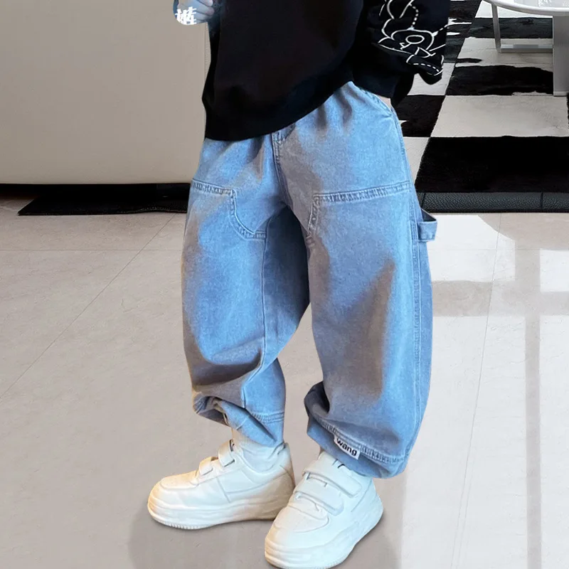 Boys Pants Kids Pants Cotton Jeans Harem Trousers Elastic Waist 4 8 12Y