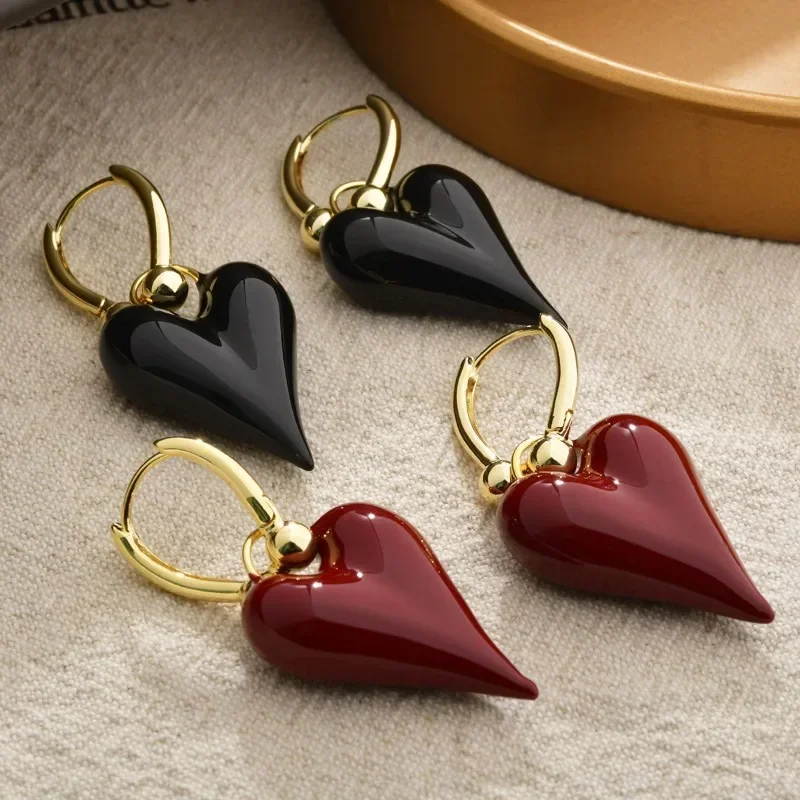 Fashion Jewelry Enamel Heart Dangle Earrings Girl Women Gifts Ear Accessories dangle earrings