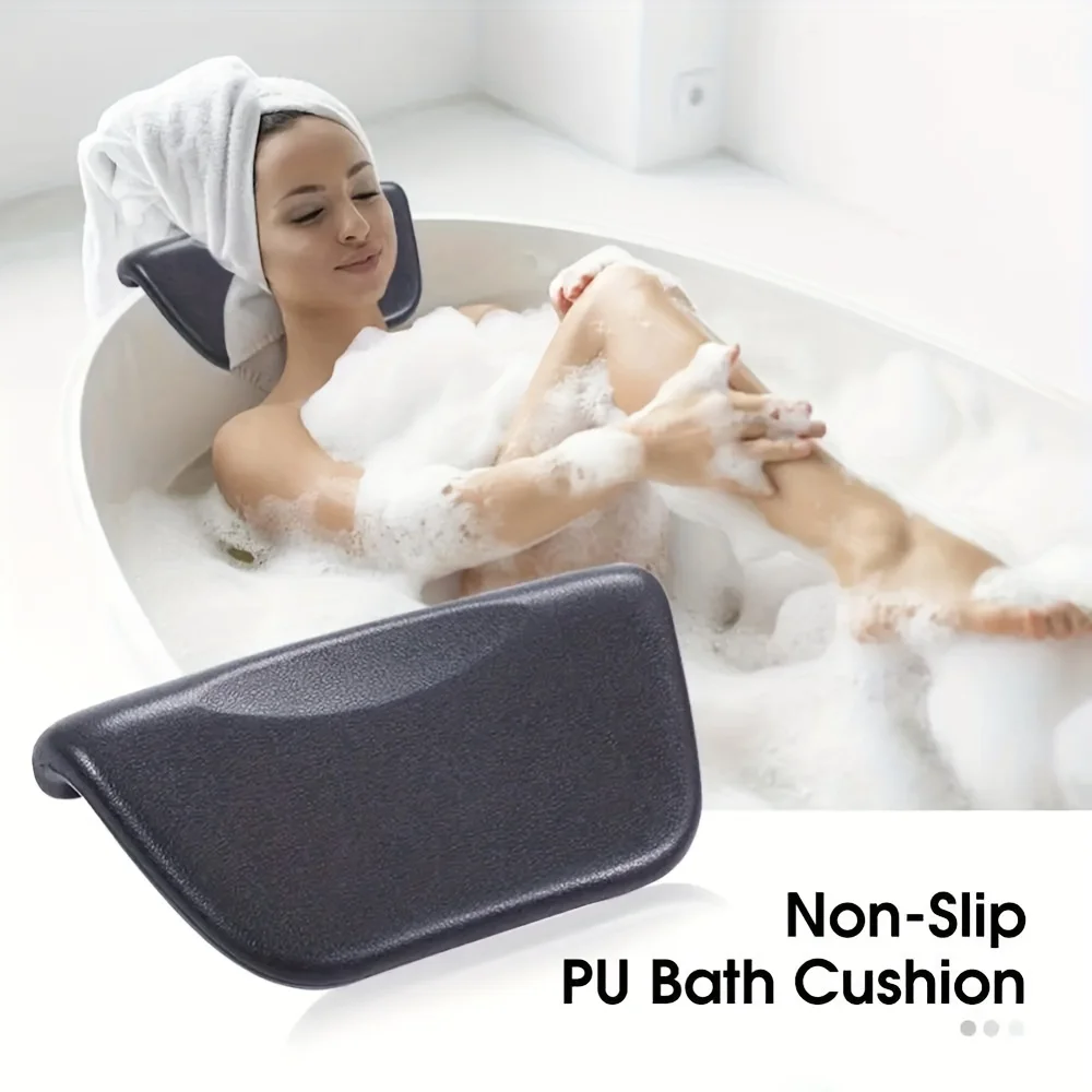 PU Foam Bathtub Pillow with Suction Cups, Waterproof Bathroom Accessories for Spa, Non-Slip Bathtub Headrest
