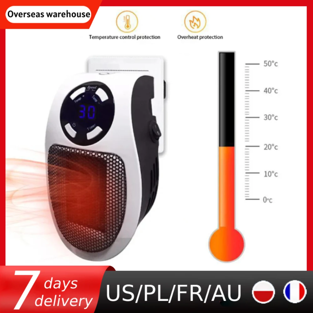 Portable Electric Heater Plug In Wall Heater Room Heating Stove Mini