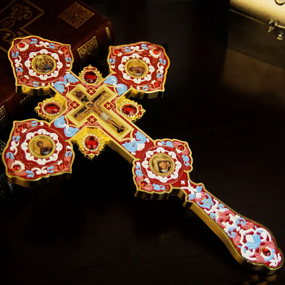 Orthodox Cross For Hand Blessing Articulos Religiosos Decoration Catolicos Church Cruz Pectoral Handheld Wooden Cross Wooden Cross Pectoral Cross Necklace Gold Cross Necklace