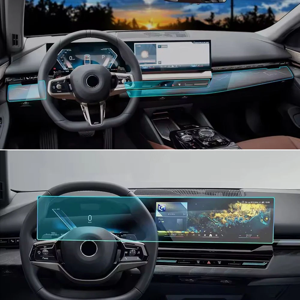 BMW 5 시리즈 i5 G60 2024용 자동차 내부 센터 콘솔 투명 보호 TPU 필름, 사전 재단된 긁힘 방지 PPF 커버 액세서리